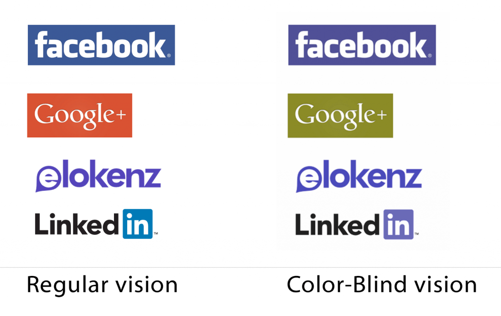 Logo comparison for regular vs color-blind vision