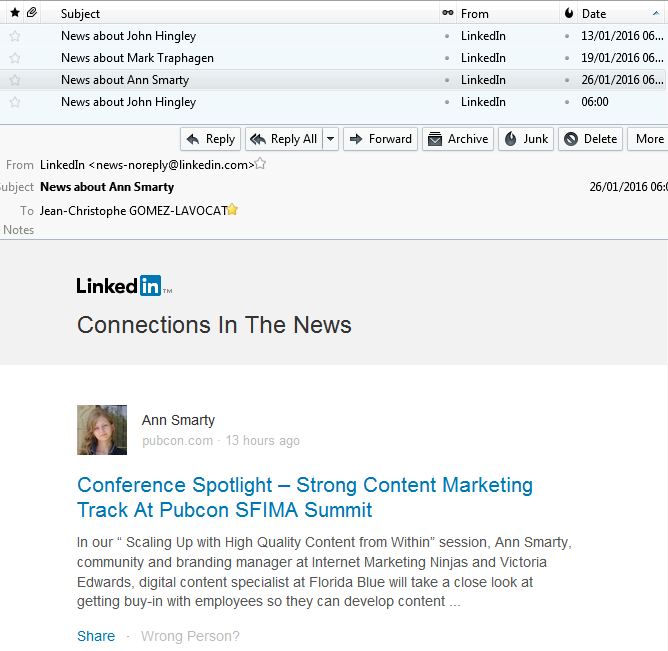 News about Ann Smarty in the news Linkedin