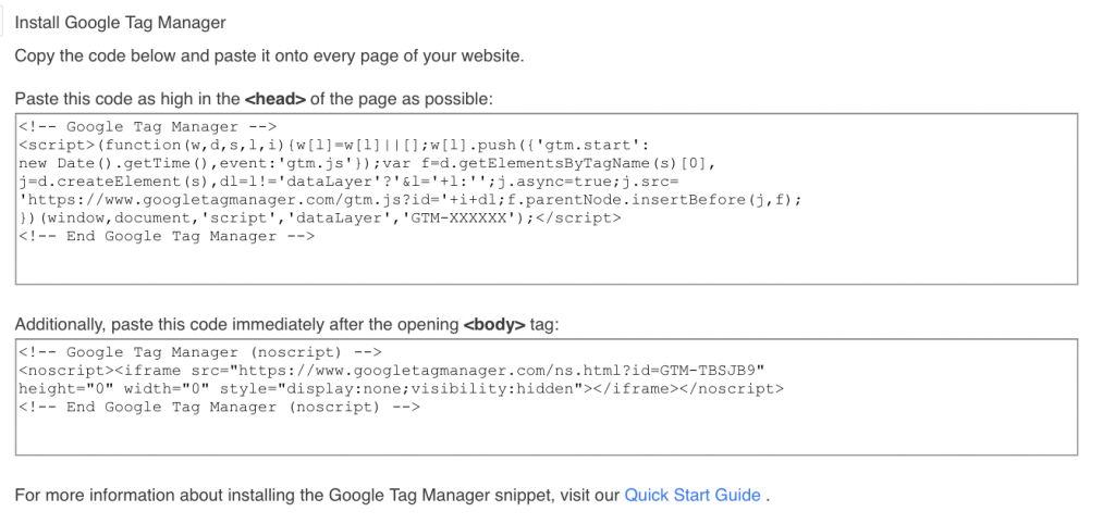 Google Tag Manager - Snippet Installation
