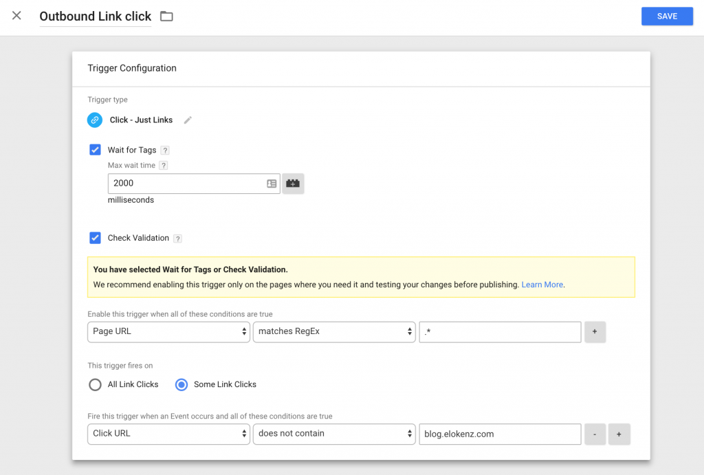 GTM Outbound Link Clicks Trigger