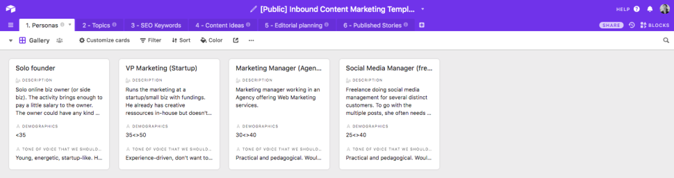 Airtable Inbound Content Mapping - Personas
